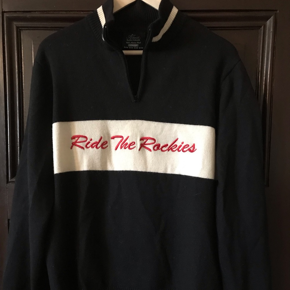 “Ride the Rockies” Limited edition 100% Merino Wool cycling sweater.